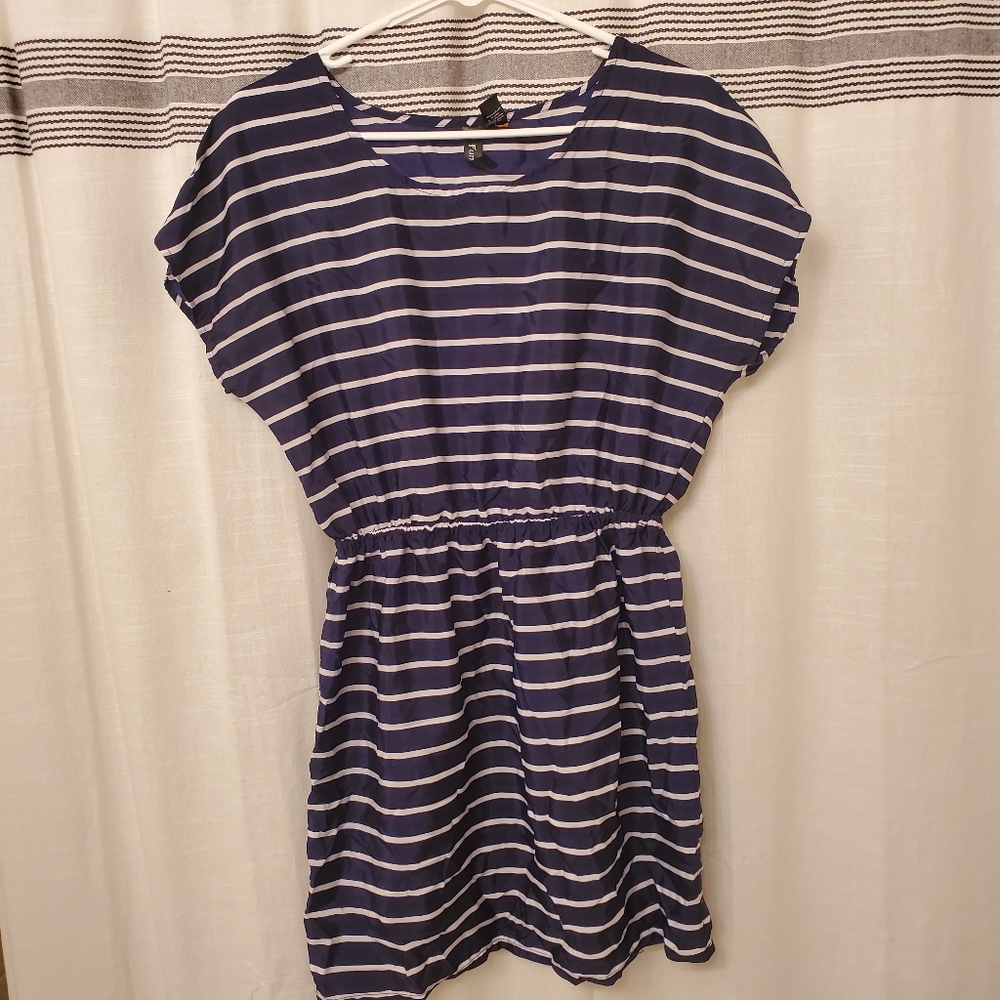 Navy & White Striped Dress Size S